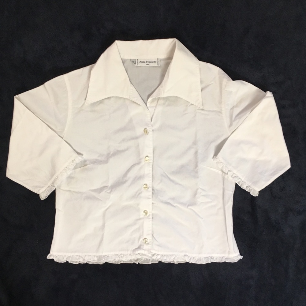 Anne Fontaine white shirt ruffle Paris button down